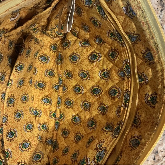 SHARIF Bundle Yellow Soft Zippered Patterned Cosmetic Bag Pouch w/Gold NylonTote - Picture 7 of 15